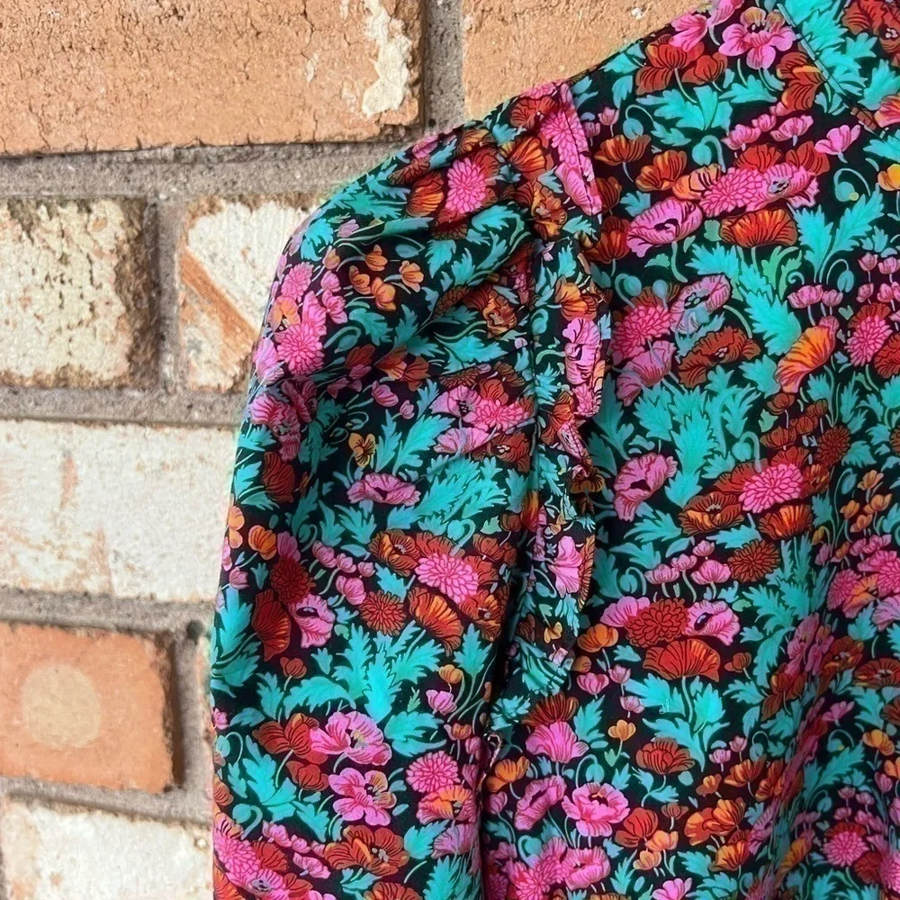 J.Crew Classic cotton Puff-sleeve top in Ratti® Red blooms